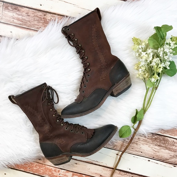 Vintage Shoes - Vintage abilene roper combat boots leather
